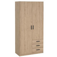 GARDEROB 98,5/200,4/49,8 cm 2-dörrar - vit/svart, Basics, metall/trämaterial (98,5/200,4/49,8cm) - Best Price