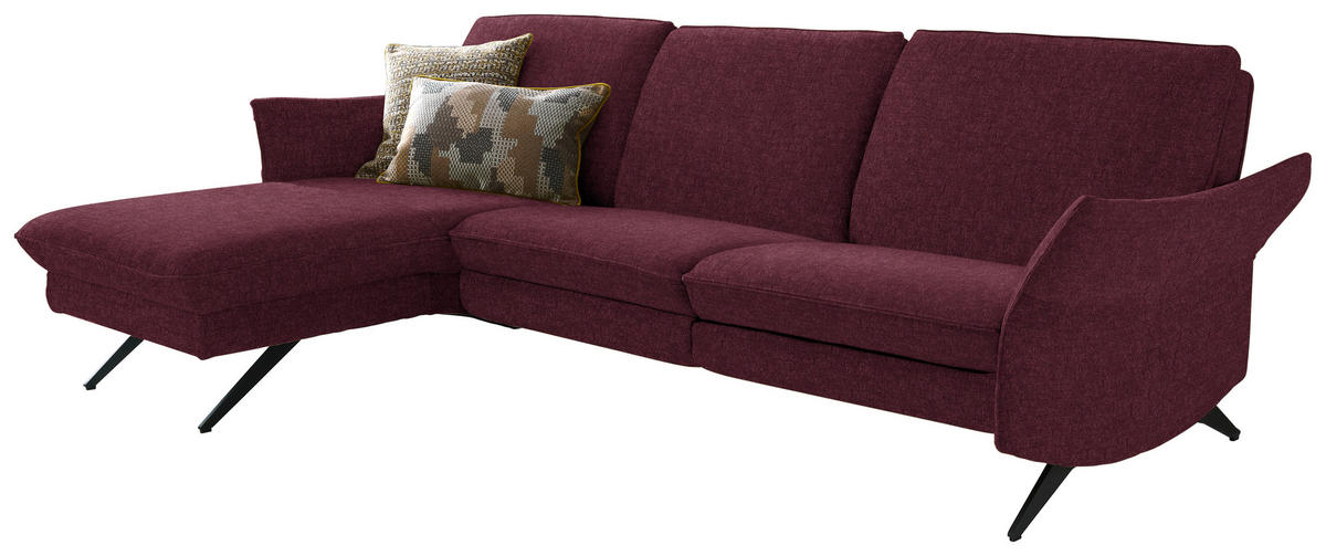 ECKSOFA in Chenille Dunkelrot  158/262 cm  - Anthrazit/Dunkelrot, Design, Textil/Metall (158/262cm) - Himolla Komfortklass