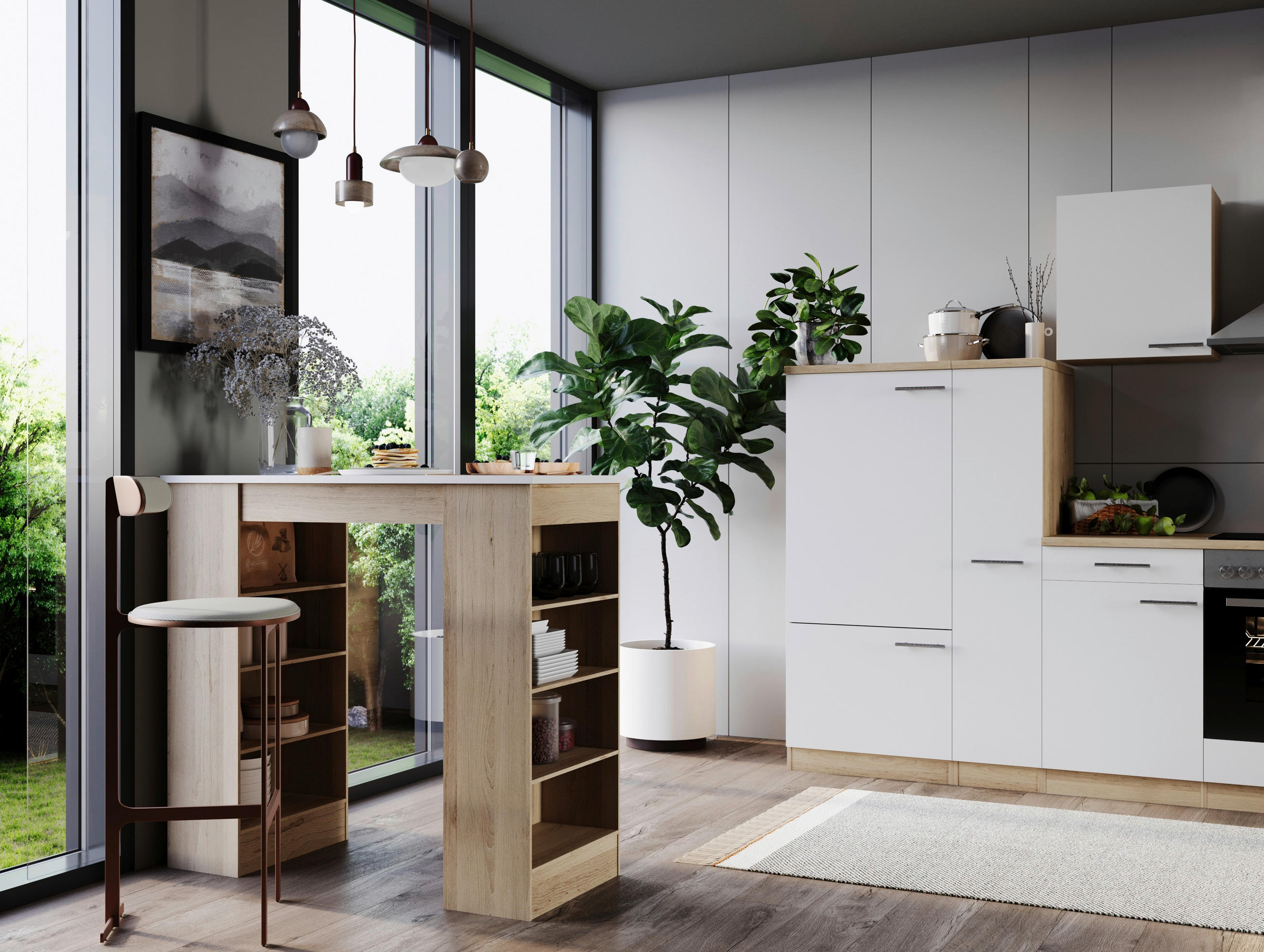 BARTISCH rechteckig Weiß, Eichefarben  - Eichefarben/Weiß, Design, Holzwerkstoff (103/50/115cm) - Respekta