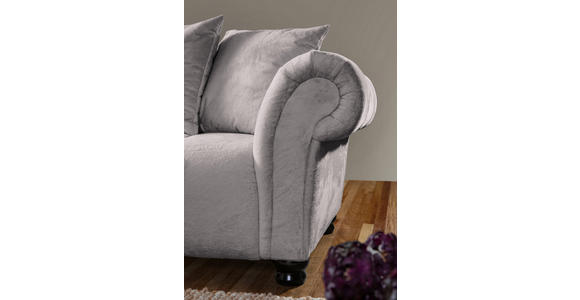 ECKSOFA  in Plüsch Grau  190/288 cm  - Dunkelbraun/Grau, KONVENTIONELL, Holz/Textil (190/288cm) - Carryhome