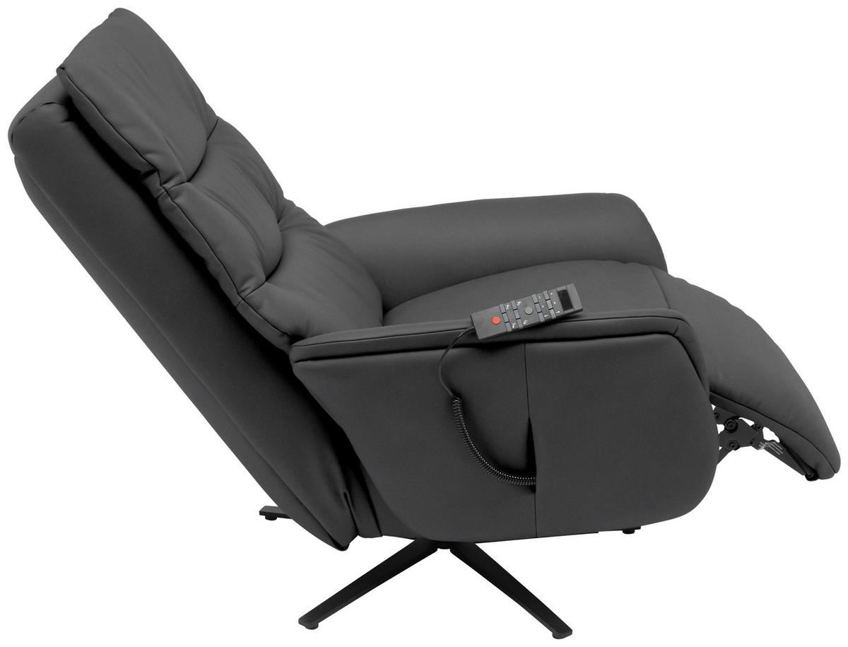 MASSAGESESSEL Grau  - Anthrazit/Grau, Konventionell, Leder/Metall (74/114/97cm) - Himolla