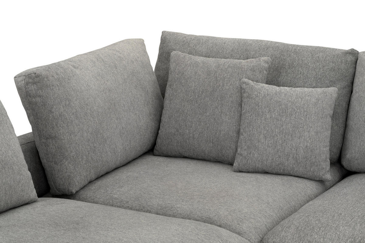 ECKSOFA Grau Webstoff  - Schwarz/Grau, Design, Textil/Metall (212/323cm) - Livetastic