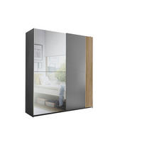 SKRIŇA S POS. DVER. – HOR.VED, grafitová, farba duba, 170/196/57 cm - grafitová/farba duba, Modern, kov/kompozitné drevo (170/196/57cm) - Carryhome