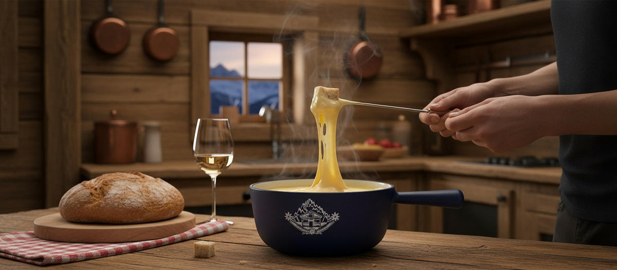 FONDUEPFANNE Heidi Cheese Line: Chalet  - Weiss/Schwarz, Basics, Metall (20cm) - Heidi Cheese Line