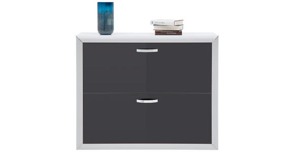 SCHUHKIPPER 109/88/32 cm - Chromfarben/Schwarz, Design, Glas/Holzwerkstoff (109/88/32cm) - Dieter Knoll