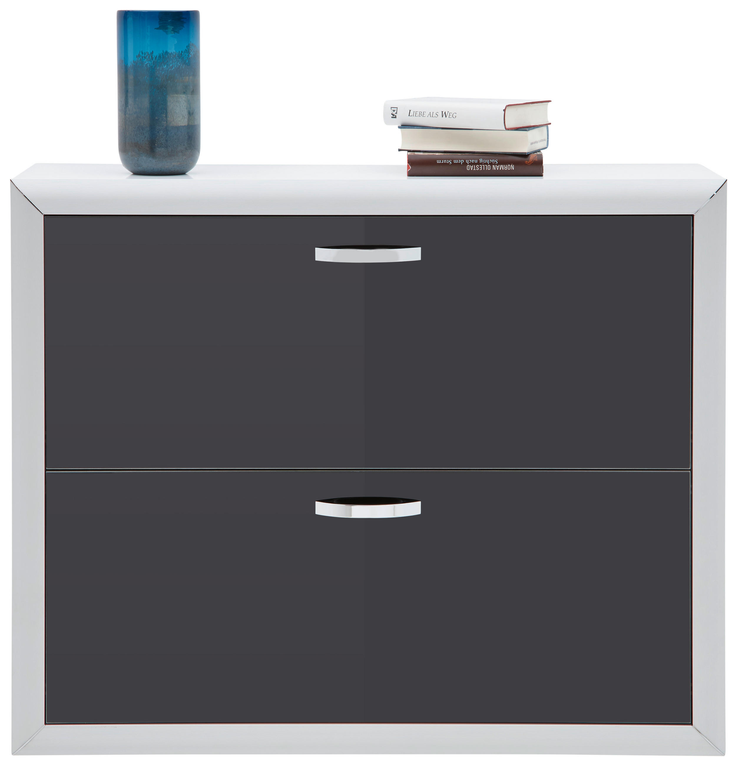 SCHUHKIPPER  in 109/88/32 cm  - Chromfarben/Schwarz, Design, Glas/Holzwerkstoff (109/88/32cm) - Dieter Knoll