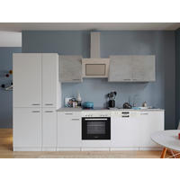 KÜCHENBLOCK 310 cm   in Weiß, Hellgrau  - Edelstahlfarben/Hellgrau, Basics, Holzwerkstoff/Metall (310cm) - Respekta