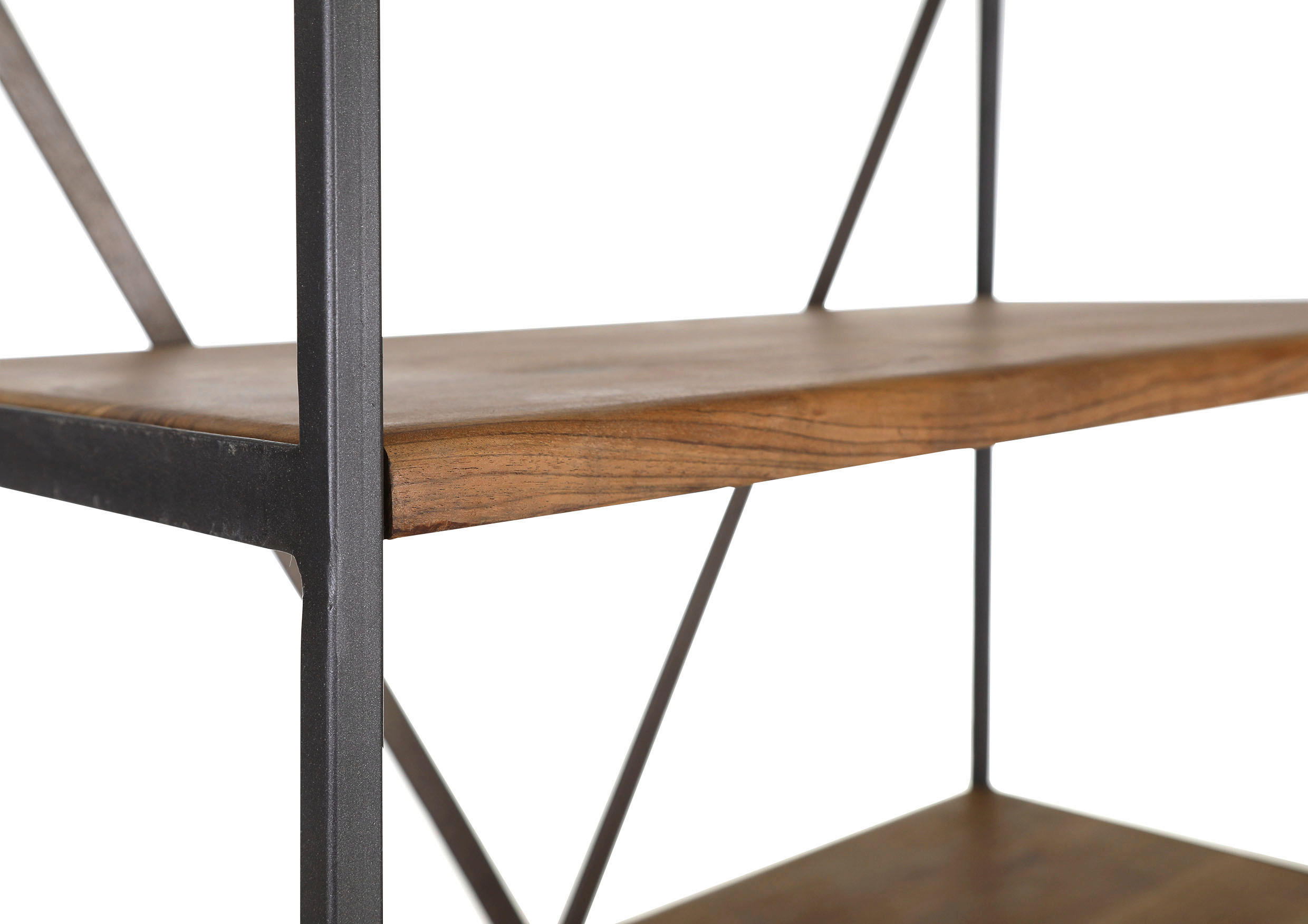 REGAL Akazie massiv Naturfarben - Anthrazit/Naturfarben, Natur, Holz/Metall (80/190/42cm) - Lomoco
