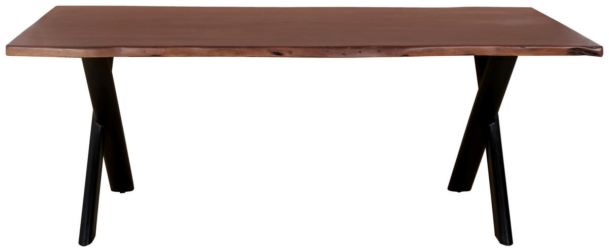 ESSTISCH in Holz, Metall 200/100/76 cm   - Walnussfarben/Schwarz, MODERN, Holz/Metall (200/100/76cm) - Livetastic