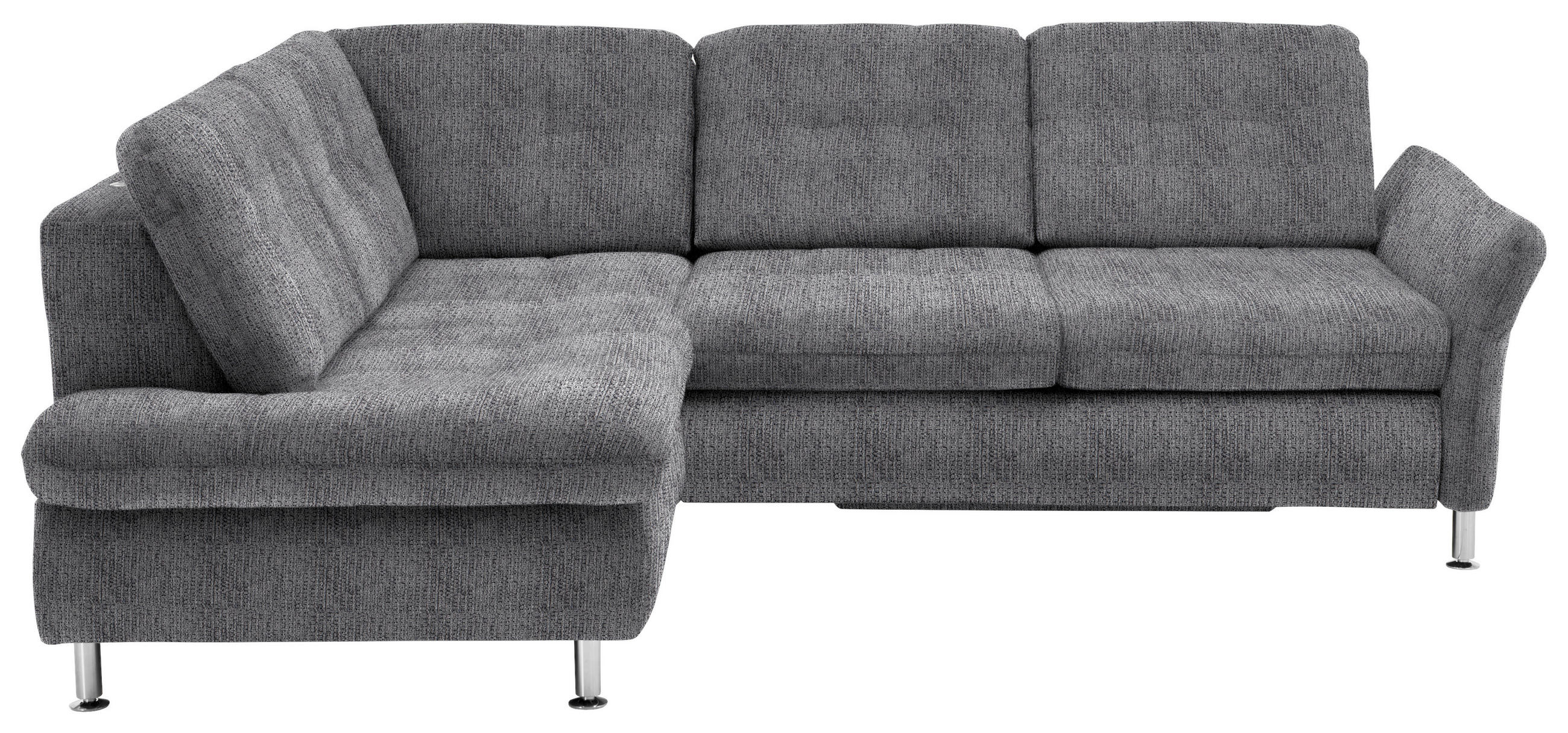 ECKSOFA Graubraun Webstoff  - Chromfarben/Graubraun, KONVENTIONELL, Textil/Metall (210/242cm) - Beldomo Style