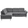 ECKSOFA Graubraun Webstoff  - Chromfarben/Graubraun, KONVENTIONELL, Textil/Metall (210/242cm) - Beldomo Style