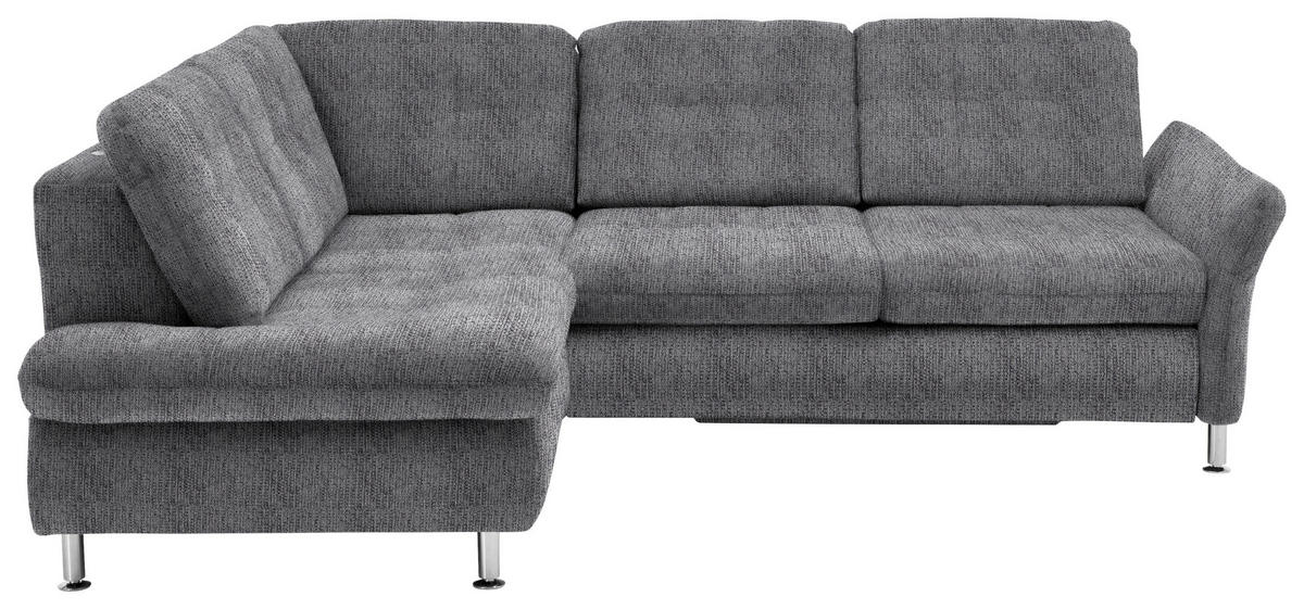 ECKSOFA in Webstoff Graubraun  - Chromfarben/Graubraun, Konventionell, Textil/Metall (210/242cm) - Beldomo Style