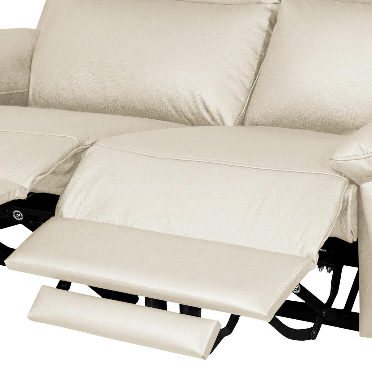 2-SITZER-SOFA 178/95/96 cm PERLE in Echtleder Creme   - Chromfarben/Creme, Design, Leder/Metall (178/95/96cm) - Livetastic