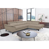 ECKSOFA DALLAS in Echtleder Taupe  228/283 cm  - Taupe/Schwarz, Design, Leder/Metall (228/283cm) - Livetastic