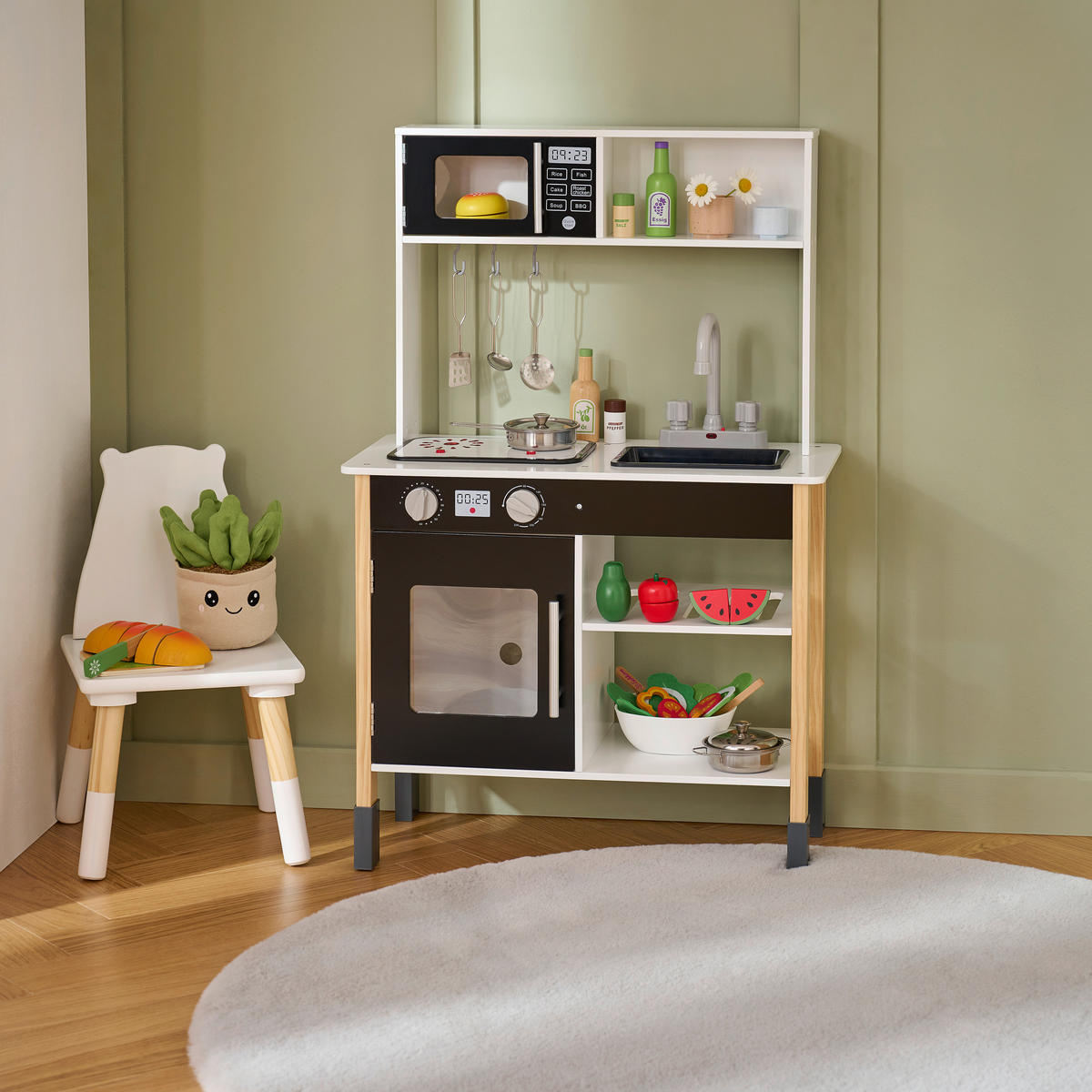 KINDERKÜCHE  - Schwarz/Naturfarben, Trend, Holzwerkstoff/Kunststoff (60/29,5/92cm) - My Baby Lou