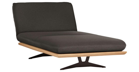 OTTOMANE Dunkelbraun Echtleder  - Dunkelbraun/Beige, Design, Leder/Holz (114/92/165-218cm) - Dieter Knoll