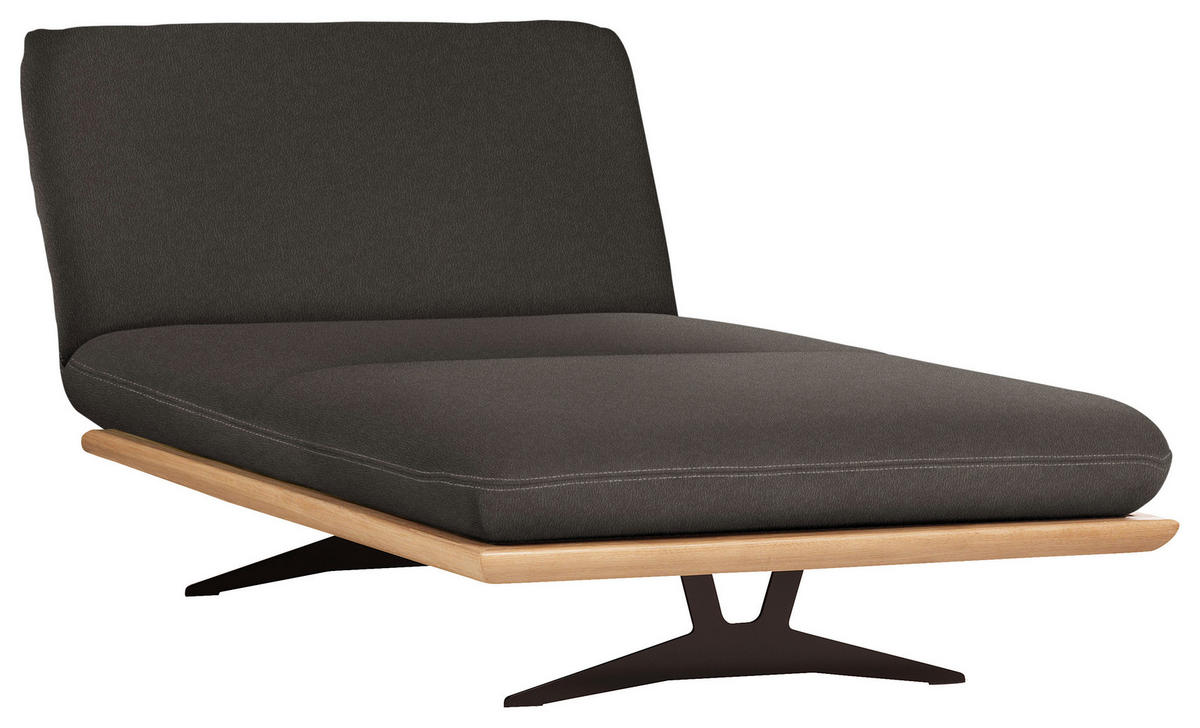 OTTOMANE in Echtleder Dunkelbraun  - Dunkelbraun/Beige, Design, Leder/Holz (114/92/165-218cm) - Dieter Knoll