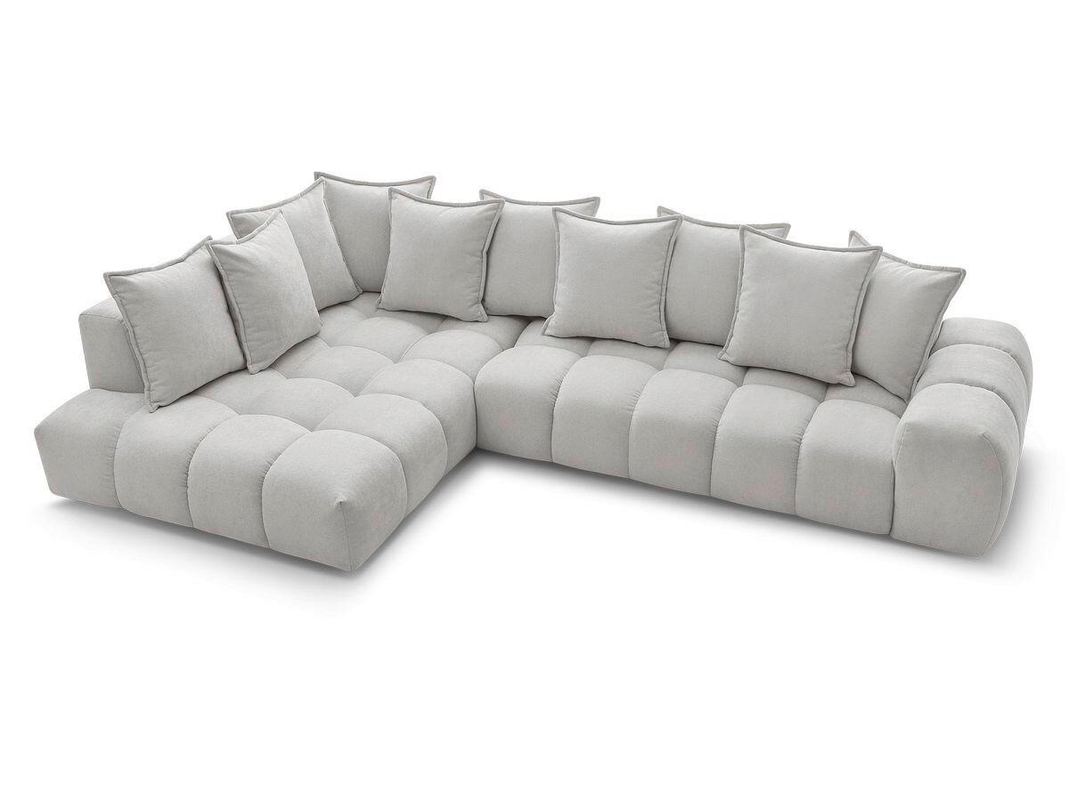 ECKSOFA Ottomane links  EVEREST Hellgrau Struktur  - Hellgrau/Schwarz, MODERN, Kunststoff/Textil (210/352cm)