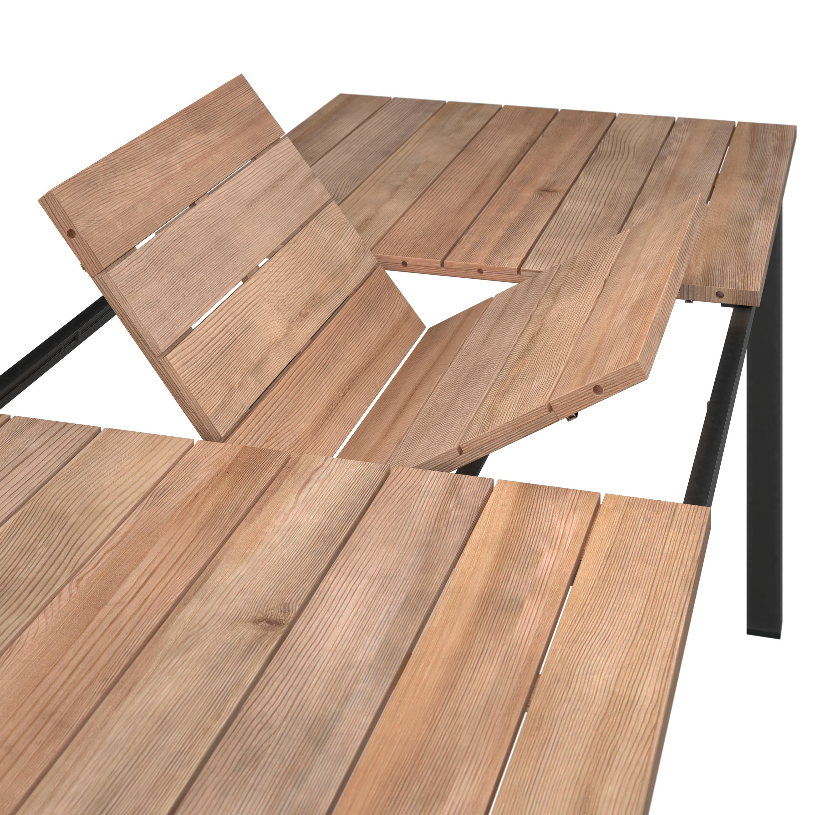MASĂ PENTRU GRĂDINĂ - negru/culoare lemn acacia, Konventionell, lemn/metal (180/240/90/76cm) - Ambia Garden