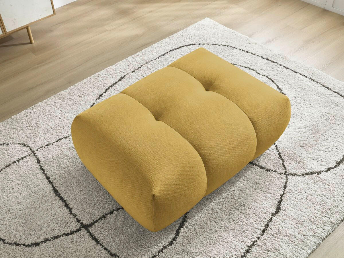 HOCKER FUJI  Leinenoptik Gelb  - Gelb/Schwarz, MODERN, Kunststoff/Textil (112/44/80cm)