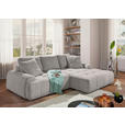 Ecksofa mit Funktion Grau Flachgewebe Zierkissen, Rückenkissen, Bettkasten, Schlaffunktion, Rücken echt, Liegefläche im Originalstoff  - Schwarz/Grau, KONVENTIONELL, Kunststoff/Textil (277/190cm) - Carryhome