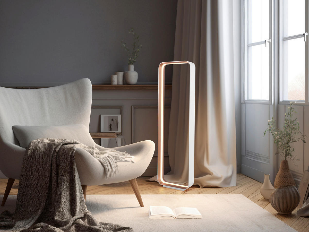 LED-STEHLEUCHTE 30/10/109 cm  - Braun/Weiß, Design, Metall (30/10/109cm) - Cinque