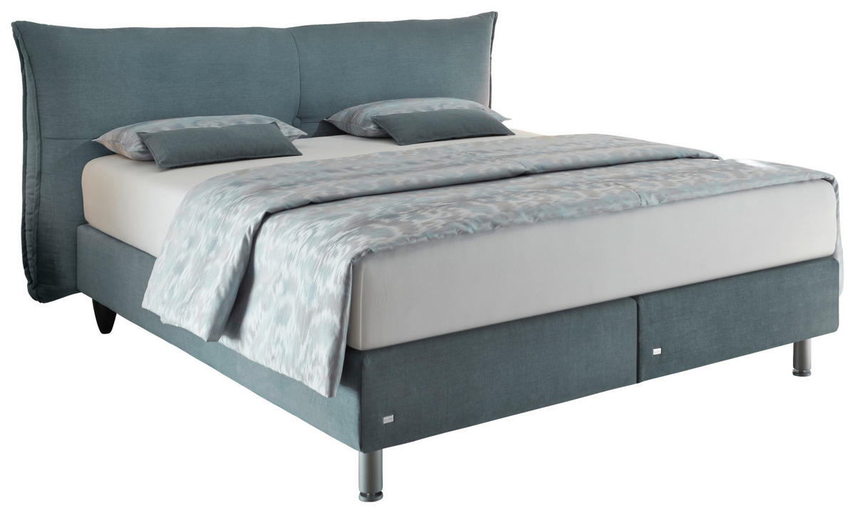 BOXSPRINGBETT 180/200 cm  in Petrol  - Petrol/Alufarben, Design, Textil/Metall (180/200cm) - RUF Betten