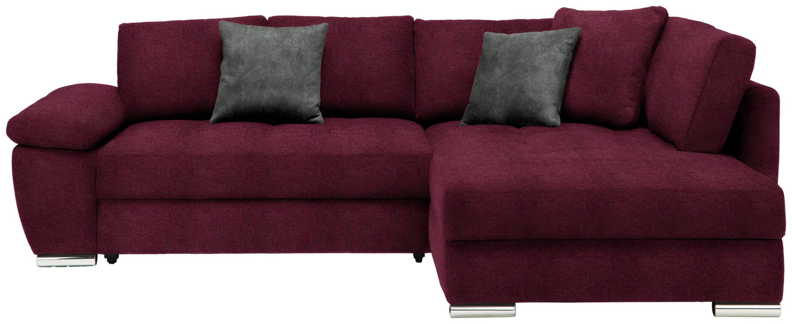 ECKSOFA in Webstoff Dunkelrot  276/212 cm  - Chromfarben/Grau, Design, Kunststoff/Textil (276/212cm) - Carryhome
