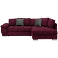 ECKSOFA in Webstoff Dunkelrot  276/212 cm  - Chromfarben/Grau, Design, Kunststoff/Textil (276/212cm) - Carryhome