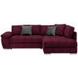 ECKSOFA in Webstoff Dunkelrot  - Chromfarben/Grau, Design, Kunststoff/Textil (276/212cm) - Carryhome