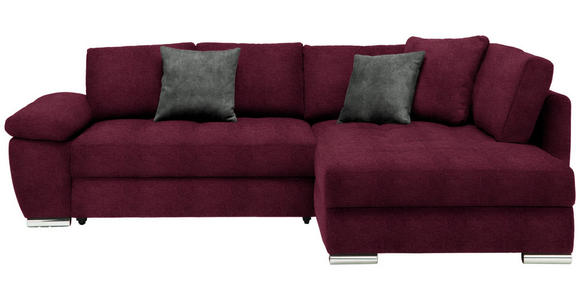 ECKSOFA in Webstoff Dunkelrot  - Chromfarben/Grau, Design, Kunststoff/Textil (276/212cm) - Carryhome