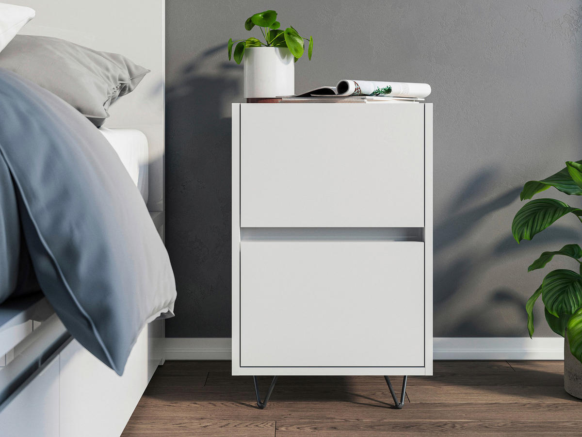 NACHTTISCH 41,2/65/42 cm  - Weiß Hochglanz/Schwarz, Basics, Holzwerkstoff/Metall (41,2/65/42cm) - MID.YOU