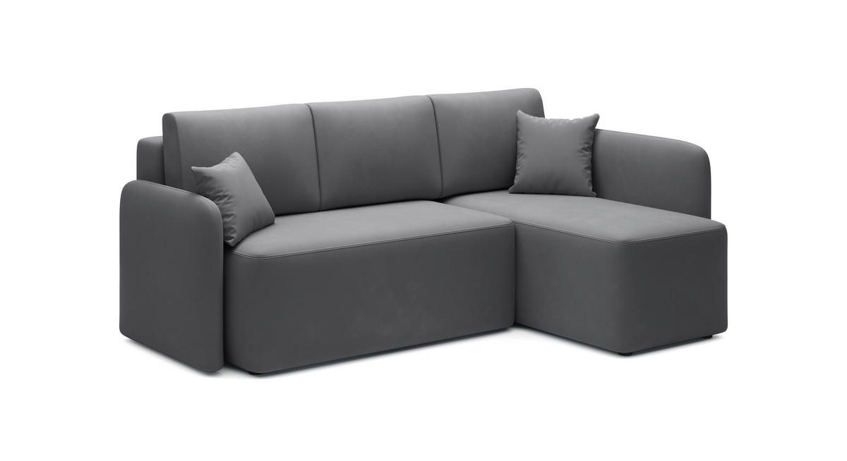ECKSOFA in Plüsch Grau  206/150 cm  - Schwarz/Grau, Design, Kunststoff/Textil (206/150cm) - MID.YOU