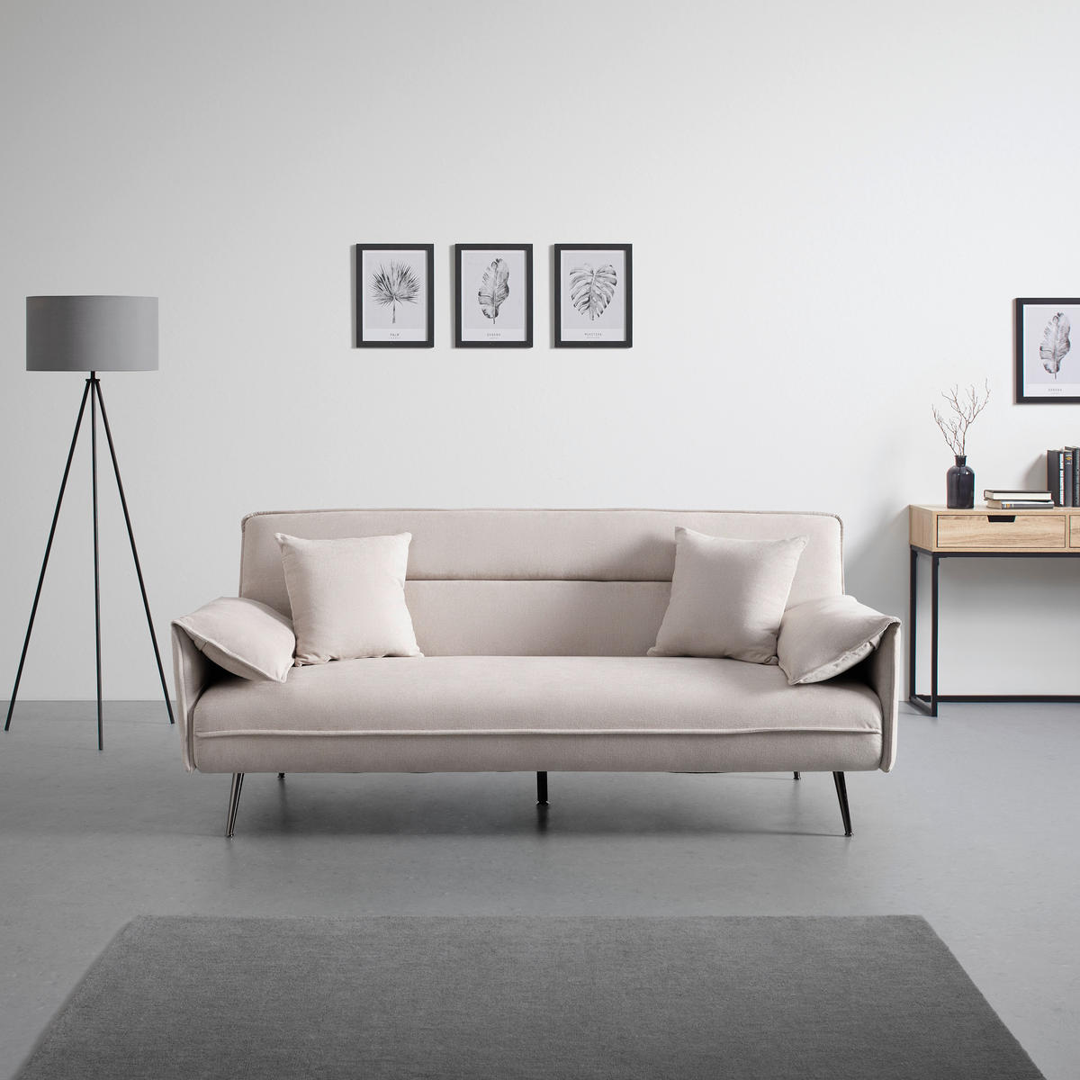 SCHLAFSOFA in Webstoff Beige  - Beige/Anthrazit, MODERN, Holz/Textil (193/117/25,5cm) - Bessagi Home