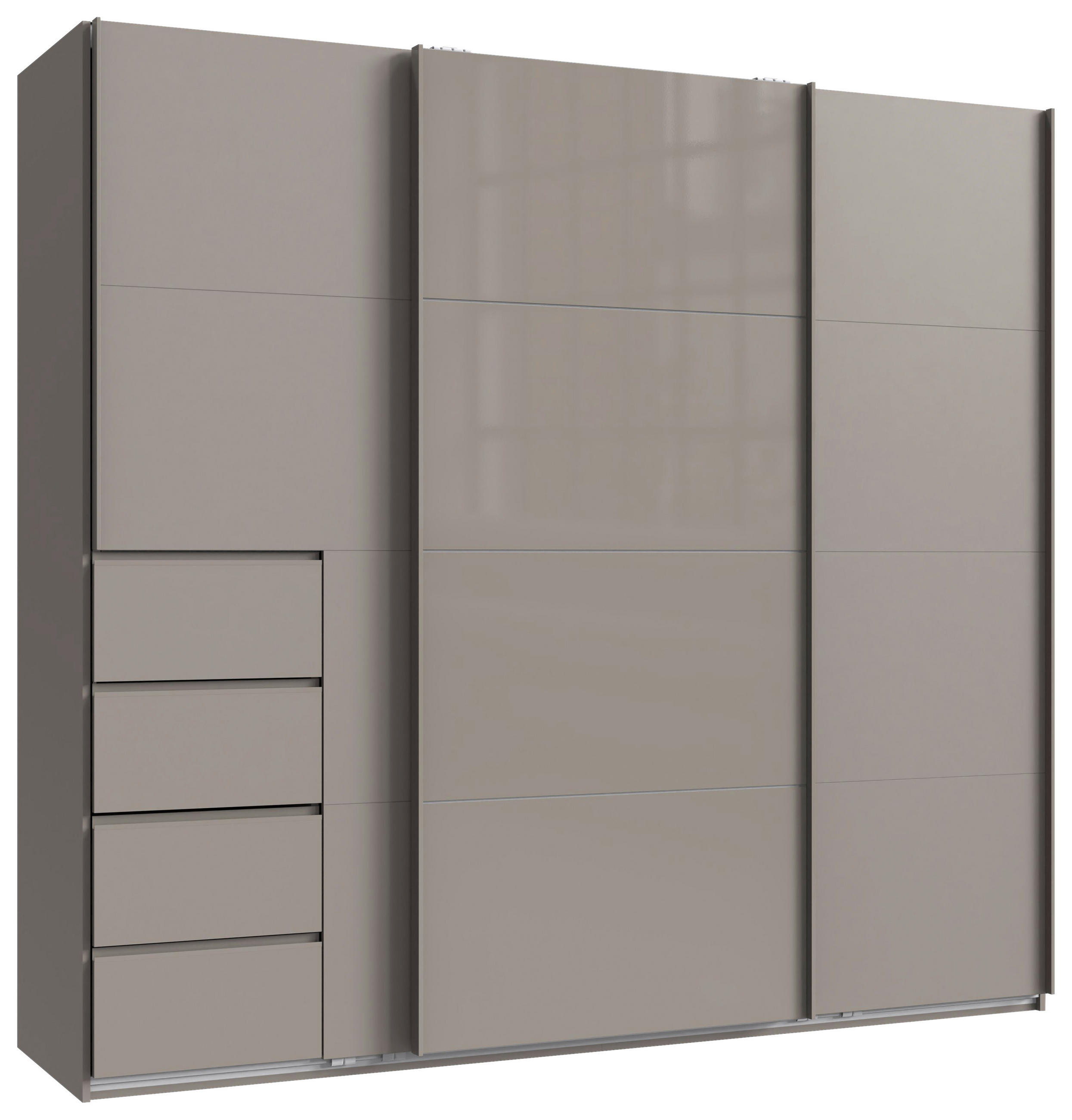 SCHWEBETÜRENSCHRANK in Grau, Sahara - Grau/Sahara, KONVENTIONELL, Glas/Holzwerkstoff (225/208/64cm) - Boxxx