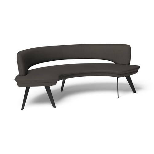 SITZBANK 238/84/154 cm Echtleder Dunkelgrau Metall  - Dunkelgrau/Schwarz, Design, Leder/Metall (238/84/154cm) - Joop!