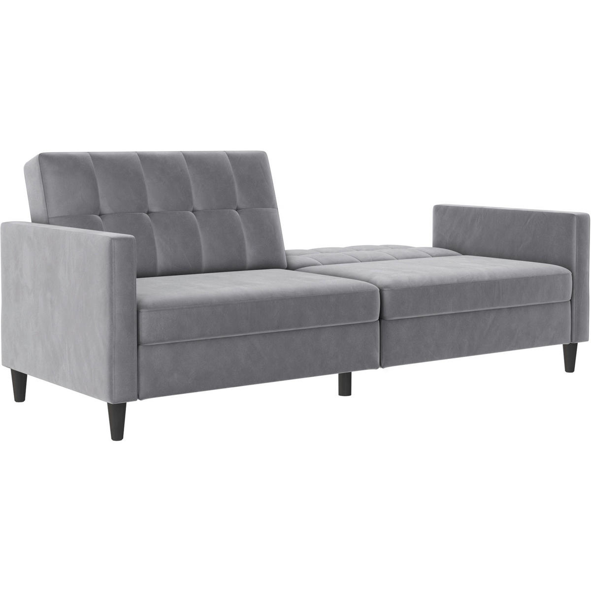 SCHLAFSOFA HANNOVER in Samt Grau Vintage, Skandinavisch, Modern  - Schwarz/Grau, Basics, Kunststoff/Textil (203/82/83cm) - Livetastic