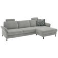 ECKSOFA  in Chenille, Flachgewebe Greige  316/175 cm  - Greige/Schwarz, Design, Textil/Metall (316/175cm) - Dieter Knoll