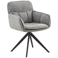 ARMLEHNSTUHL  Sitzfläche 360° drehbar, inklusive Armlehnen Webstoff  Grau, Schwarz  - Schwarz/Grau, Design, Textil/Metall (62/86/65cm) - Hom`in