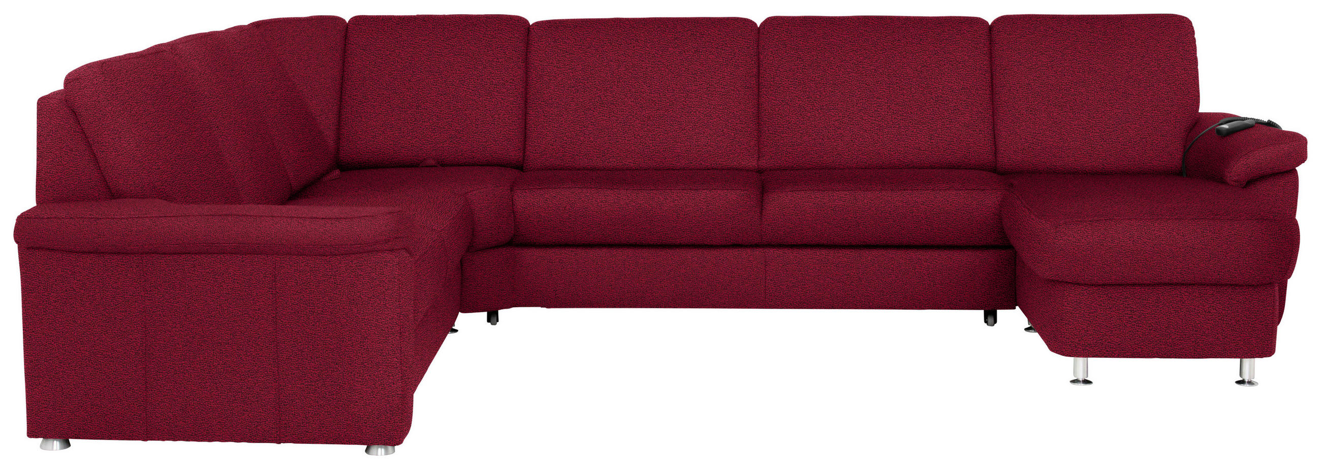 WOHNLANDSCHAFT Weinrot Flachgewebe  - Chromfarben/Weinrot, KONVENTIONELL, Textil/Metall (240/330/163cm) - Beldomo System