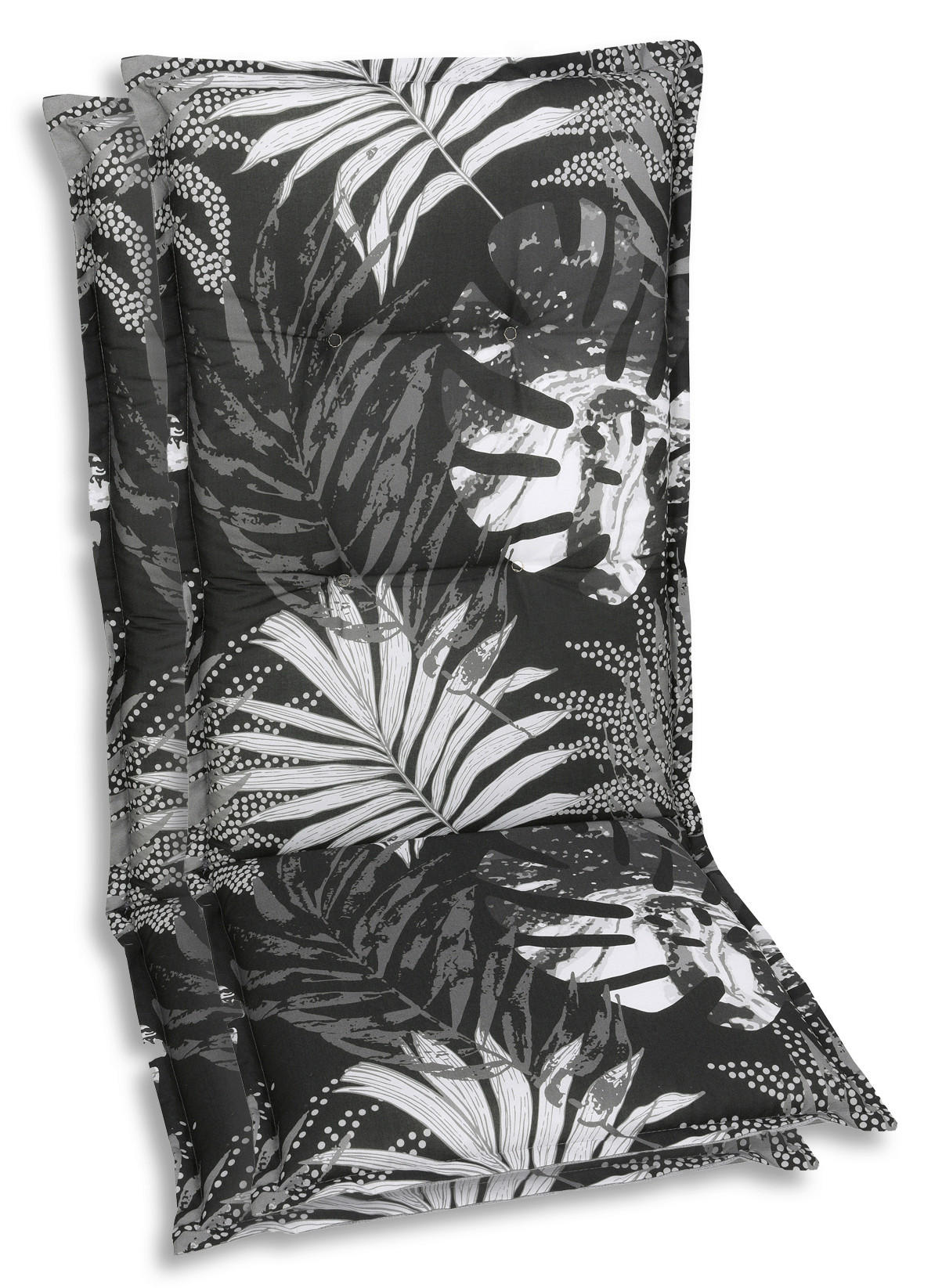 SESSELAUFLAGENSET Blätter  - Schwarz/Weiß, Basics, Textil (50/7/120cm)