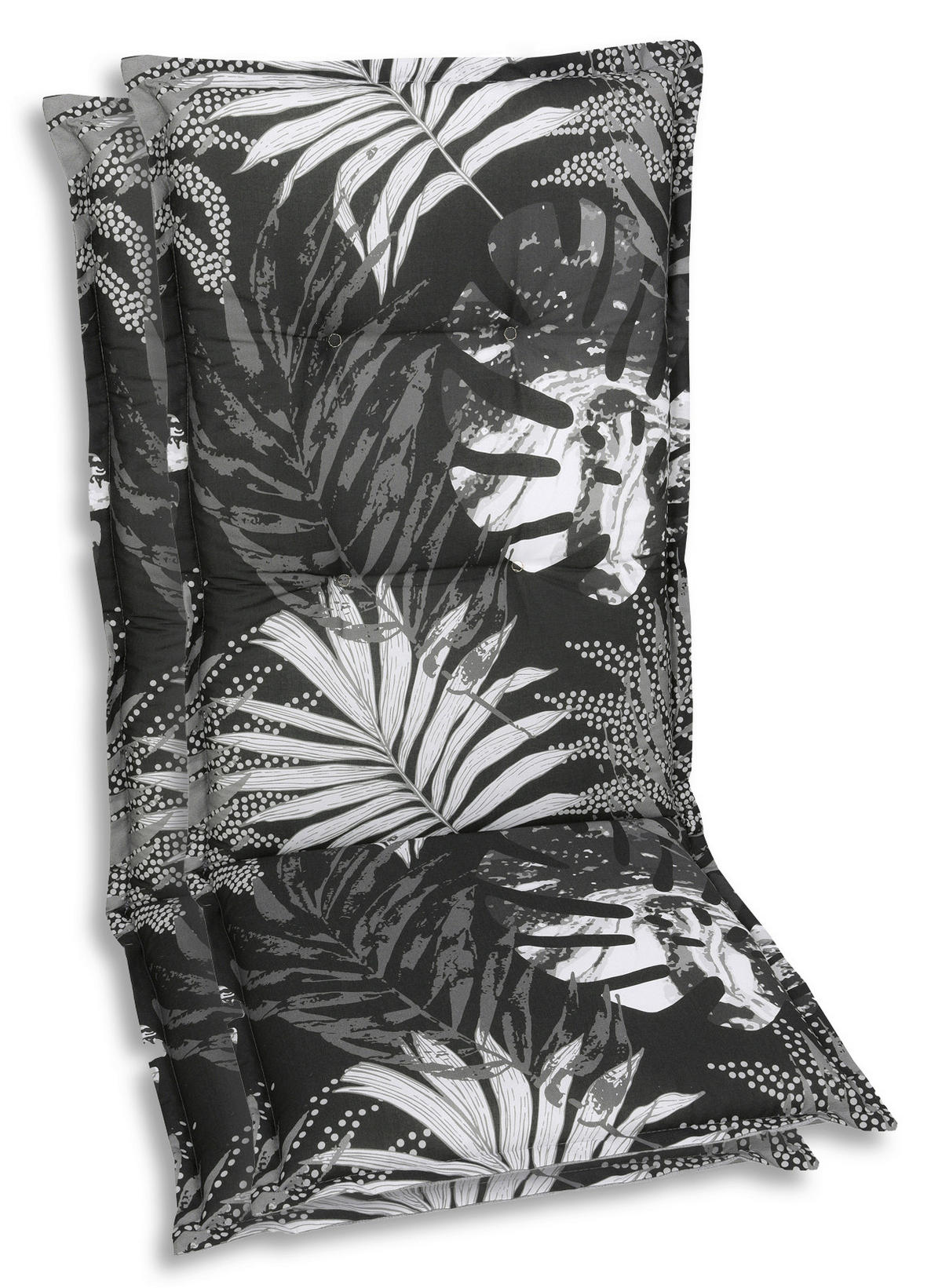 SESSELAUFLAGENSET Blätter  - Schwarz/Weiß, Basics, Textil (50/7/120cm)