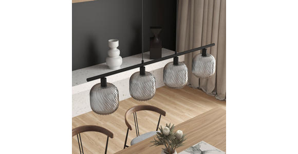 HÄNGELEUCHTE Asellus 100/15/150 cm  - Schwarz/Weiß, Basics, Glas/Metall (100/15/150cm) - Novel