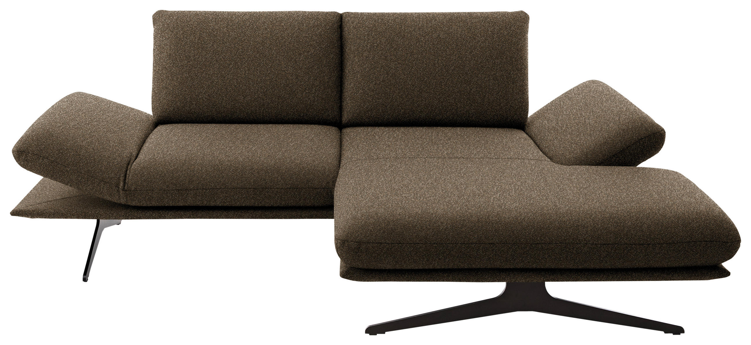 ECKSOFA Flachgewebe Dunkelbraun  - Dunkelbraun/Schwarz, Design, Textil/Metall (234/155cm) - Dieter Knoll