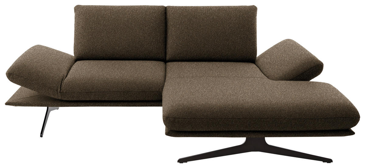 ECKSOFA Flachgewebe Dunkelbraun  - Dunkelbraun/Schwarz, Design, Textil/Metall (234/155cm) - Dieter Knoll