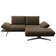ECKSOFA  in Flachgewebe Dunkelbraun Rücken echt, Armteilverstellung, Relaxfunktion  234/155 cm  - Dunkelbraun/Schwarz, Design, Textil/Metall (234/155cm) - Dieter Knoll
