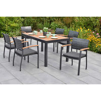 GARTENTISCHGRUPPE Aluminium  - Graphitfarben/Naturfarben, KONVENTIONELL, Kunststoff/Textil - Gardenson
