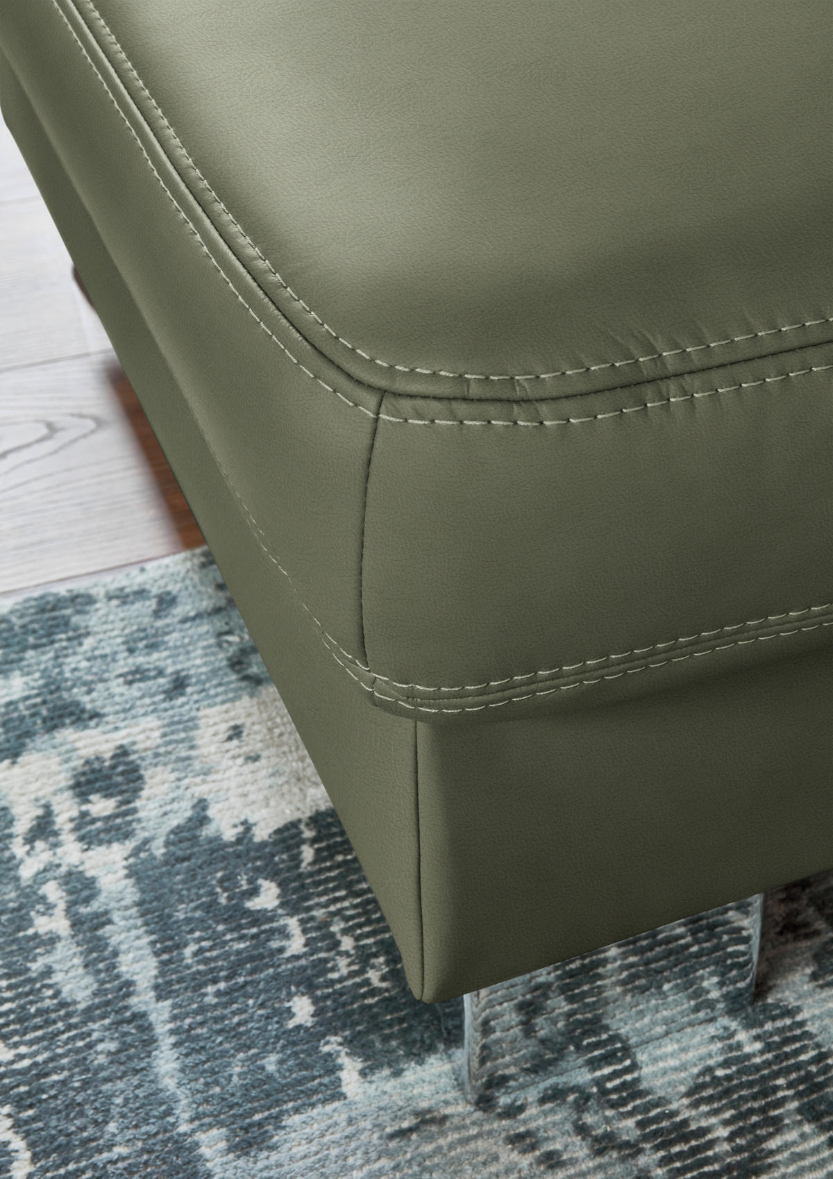 ECKSOFA  in Echtleder Olivgrün  235/248 cm  - Alufarben/Olivgrün, Design, Leder/Metall (235/248cm) - Beldomo Premium