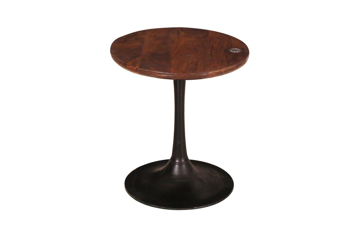 BEISTELLTISCH 40/40/42 cm Mangoholz massiv Braun, Schwarz rund  - Schwarz/Braun, Design, Holz/Metall (40/40/42cm) - MID.YOU