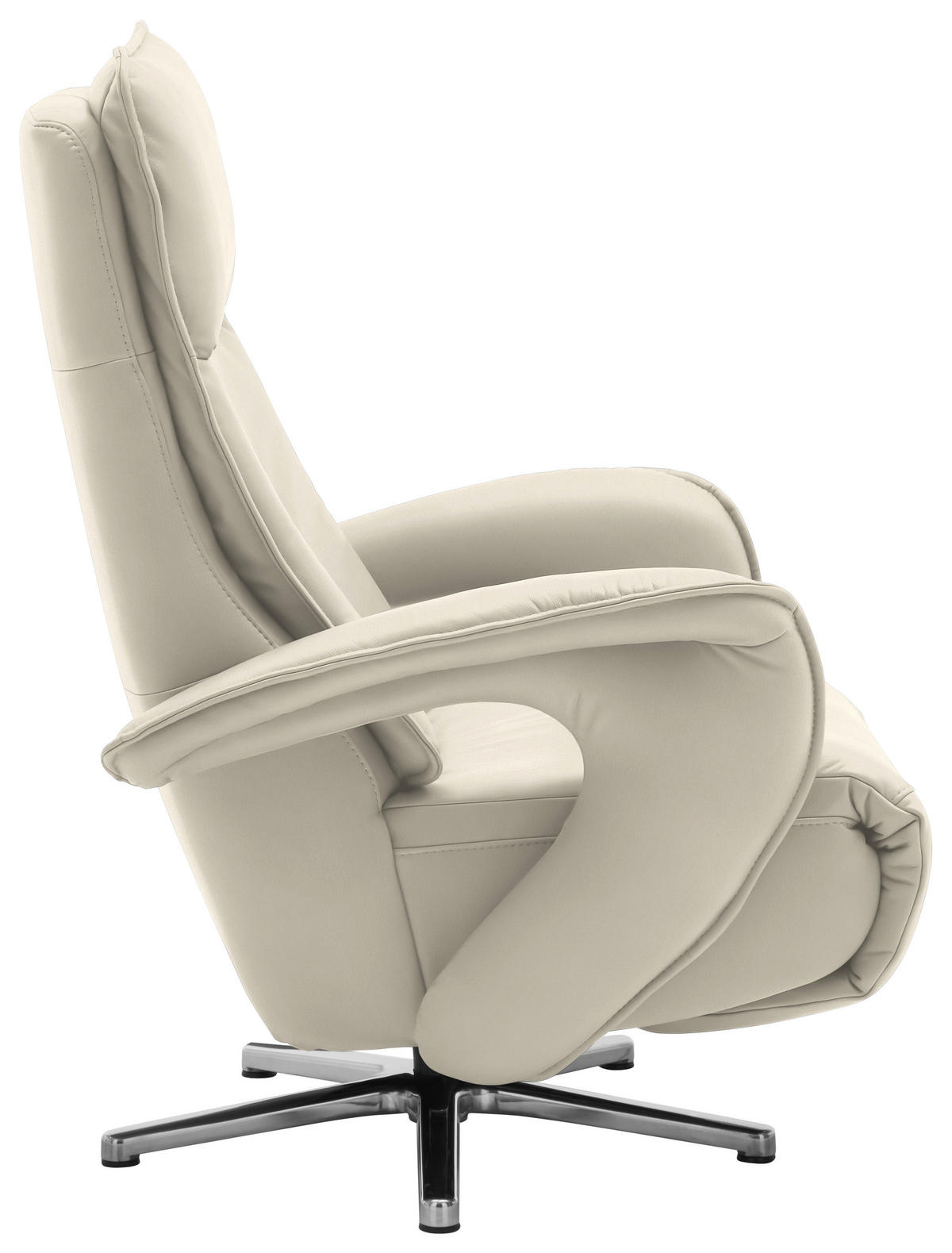 RELAXSESSEL in Leder Ecru  - Chromfarben/Ecru, Design, Leder/Metall (77/110/87cm) - Valdera